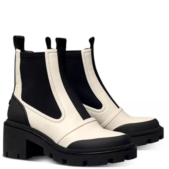 TORY BURCH  BOOTS CHELSEA LUG-SOLE Platform Ankle Ivory Black US 8,10,10.5,11 - Picture 1 of 4